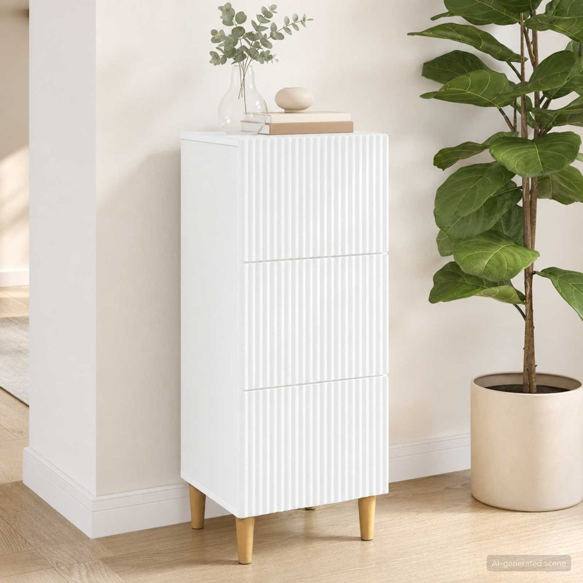 Schubladenschrank Weiß 33 x 34,5 x 90 cm Holzwerkstoff