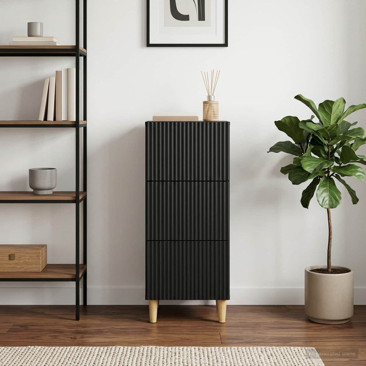 Schubladenschrank Schwarz 33 x 34,5 x 90 cm Holzwerkstoff