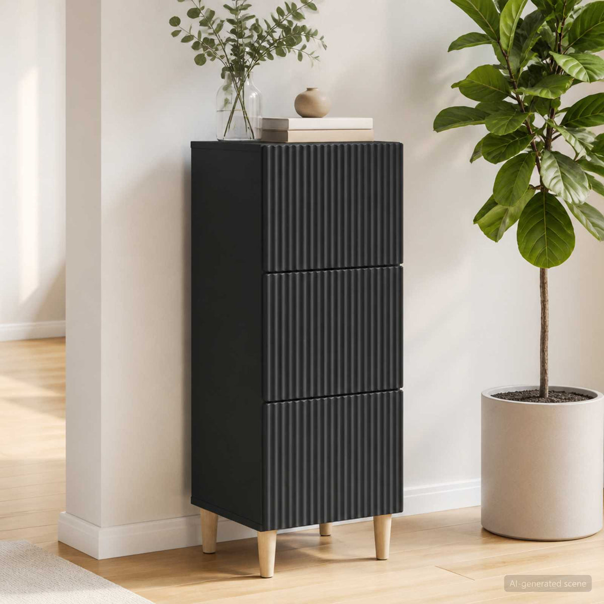 Schubladenschrank Schwarz 33 x 34,5 x 90 cm Holzwerkstoff
