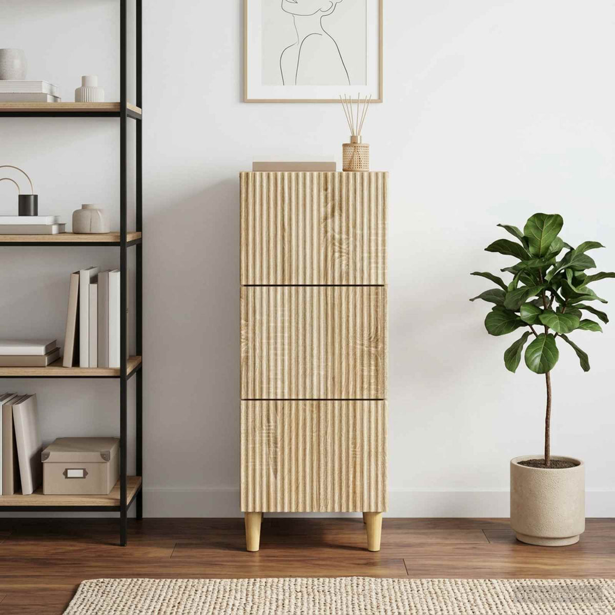 Schubladenschrank Sonoma-Eiche 33 x 34,5 x 90 cm Holzwerkstoff