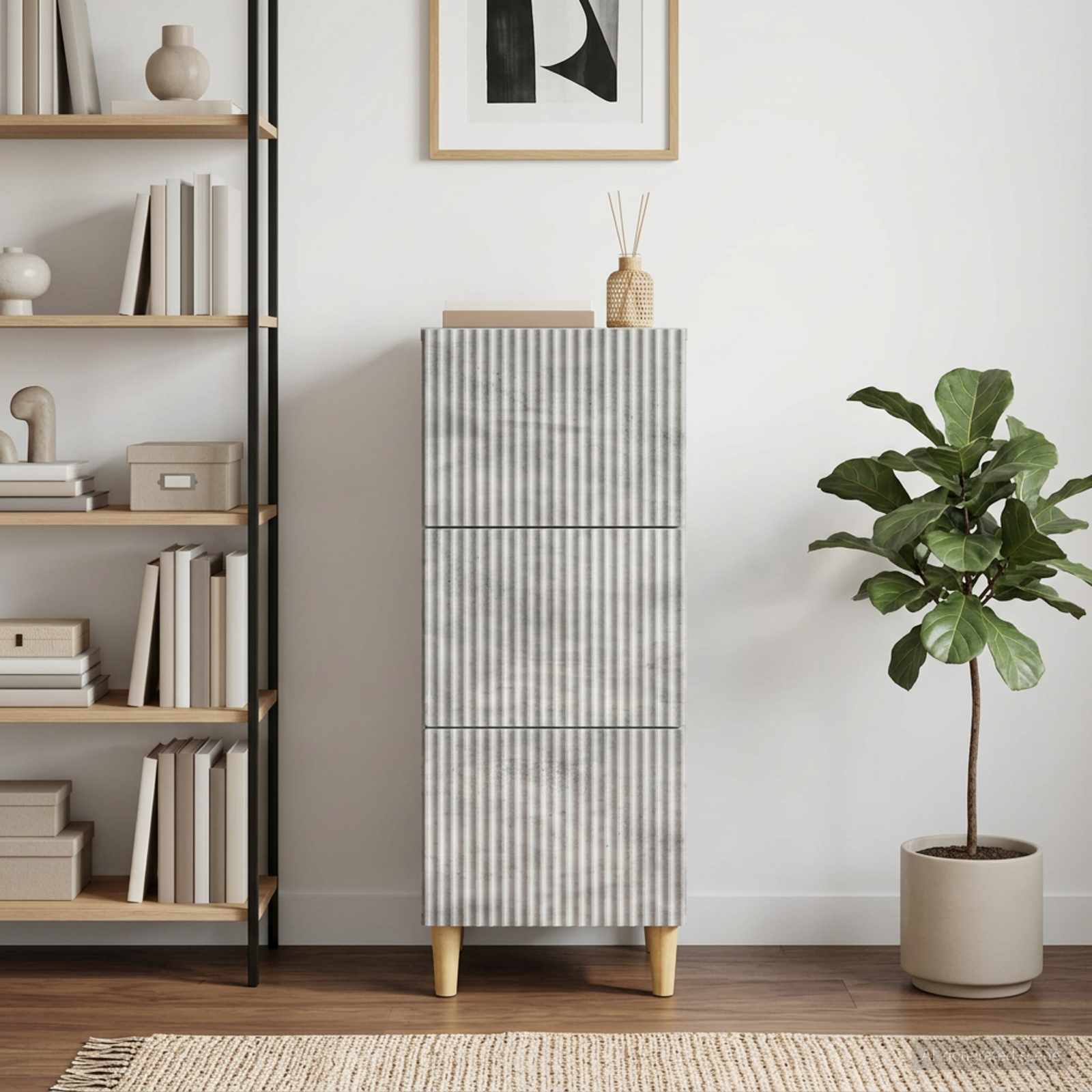 Schubladenschrank Betongrau 33 x 34,5 x 90 cm Holzwerkstoff