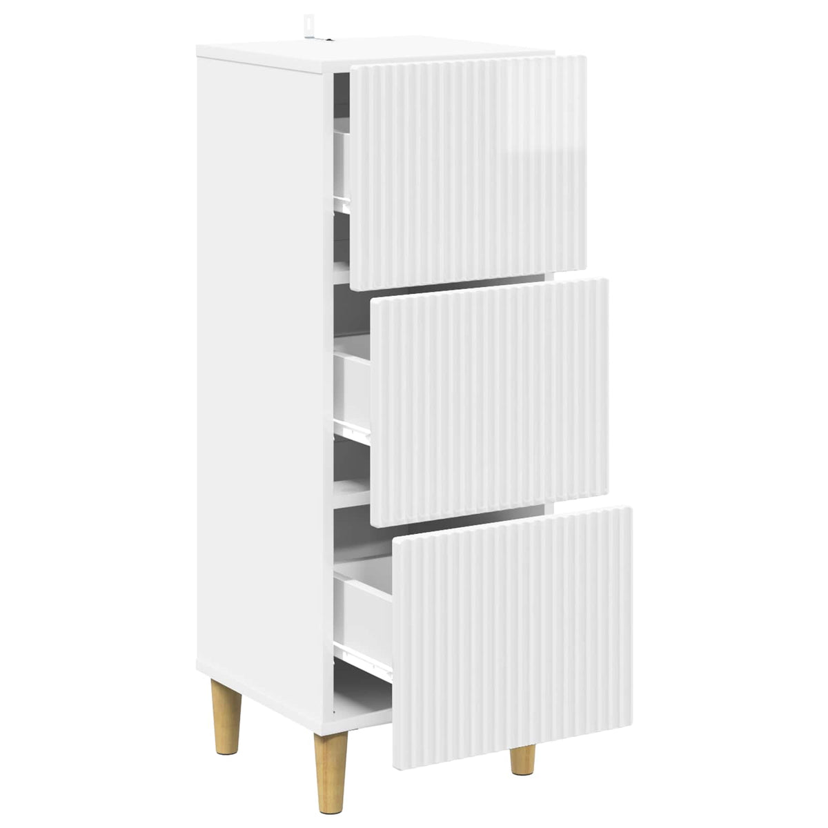 Schubladenschrank Hochglanz Weiß 33 x 34,5 x 90 cm