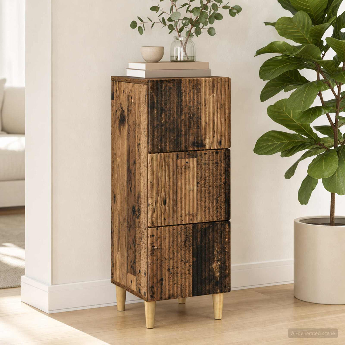 Schubladenschrank Altholz 33 x 34,5 x 90 cm Holzwerkstoff