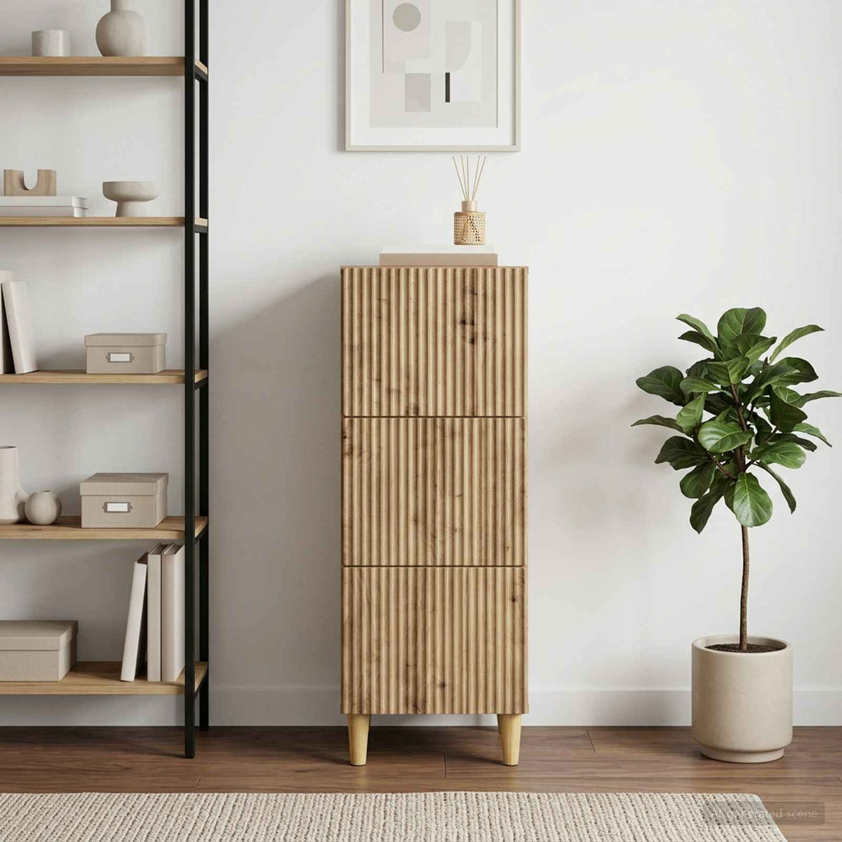 Schubladenschrank 33 x 34,5 x 90 cm Holzwerkstoff Artisan-Eiche