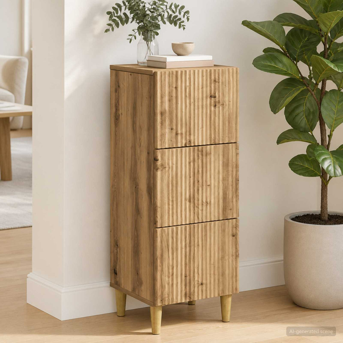 Schubladenschrank 33 x 34,5 x 90 cm Holzwerkstoff Artisan-Eiche