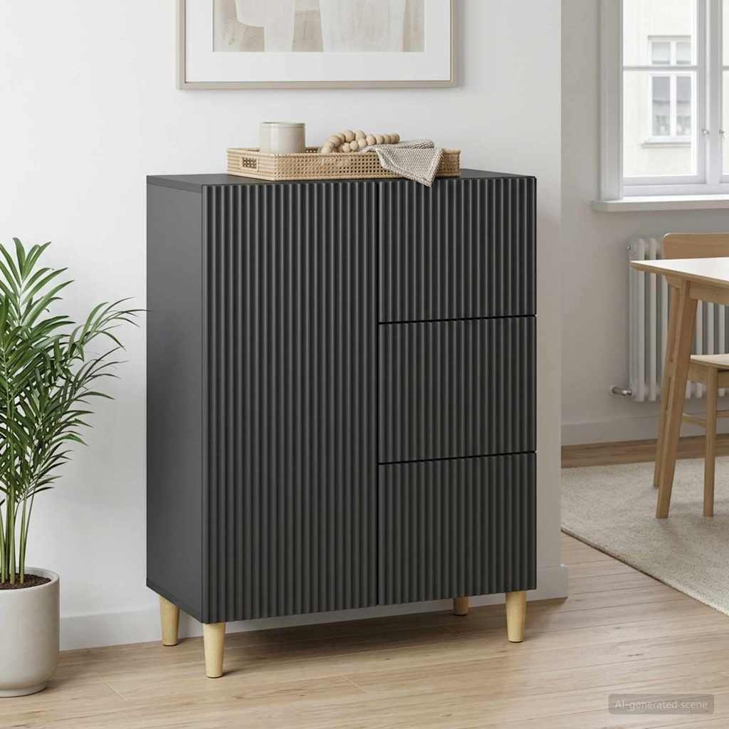Sideboard Schwarz 66 x 34,5 x 90 cm Holzwerkstoff