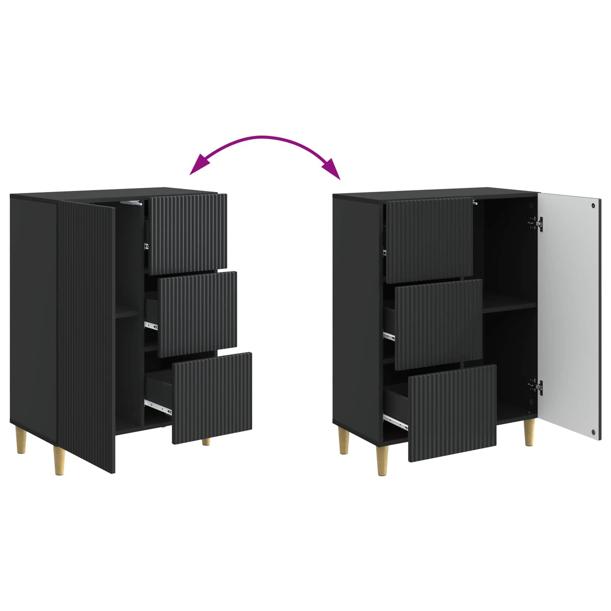 Sideboard Schwarz 66 x 34,5 x 90 cm Holzwerkstoff
