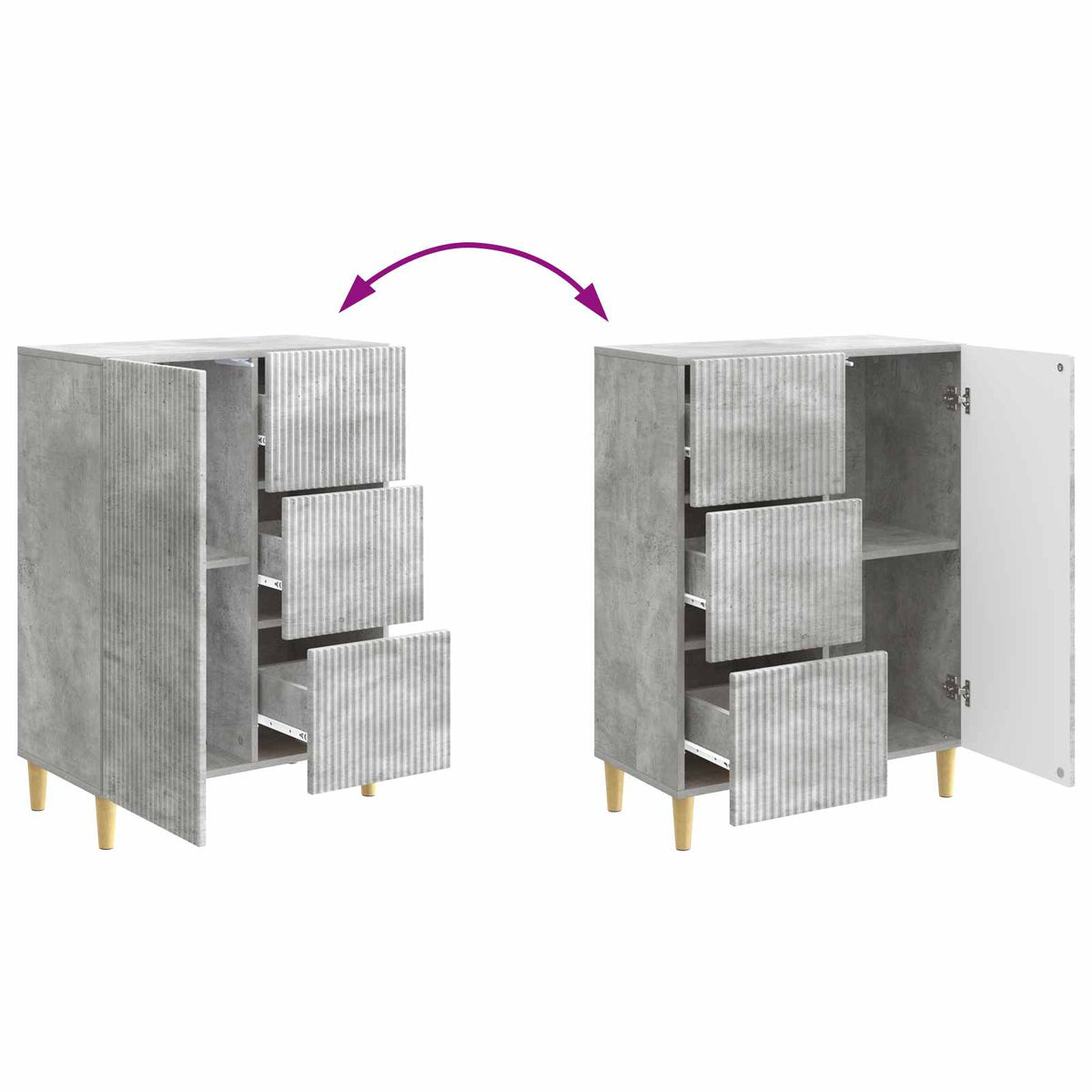 Sideboard Betongrau 66 x 34,5 x 90 cm Holzwerkstoff