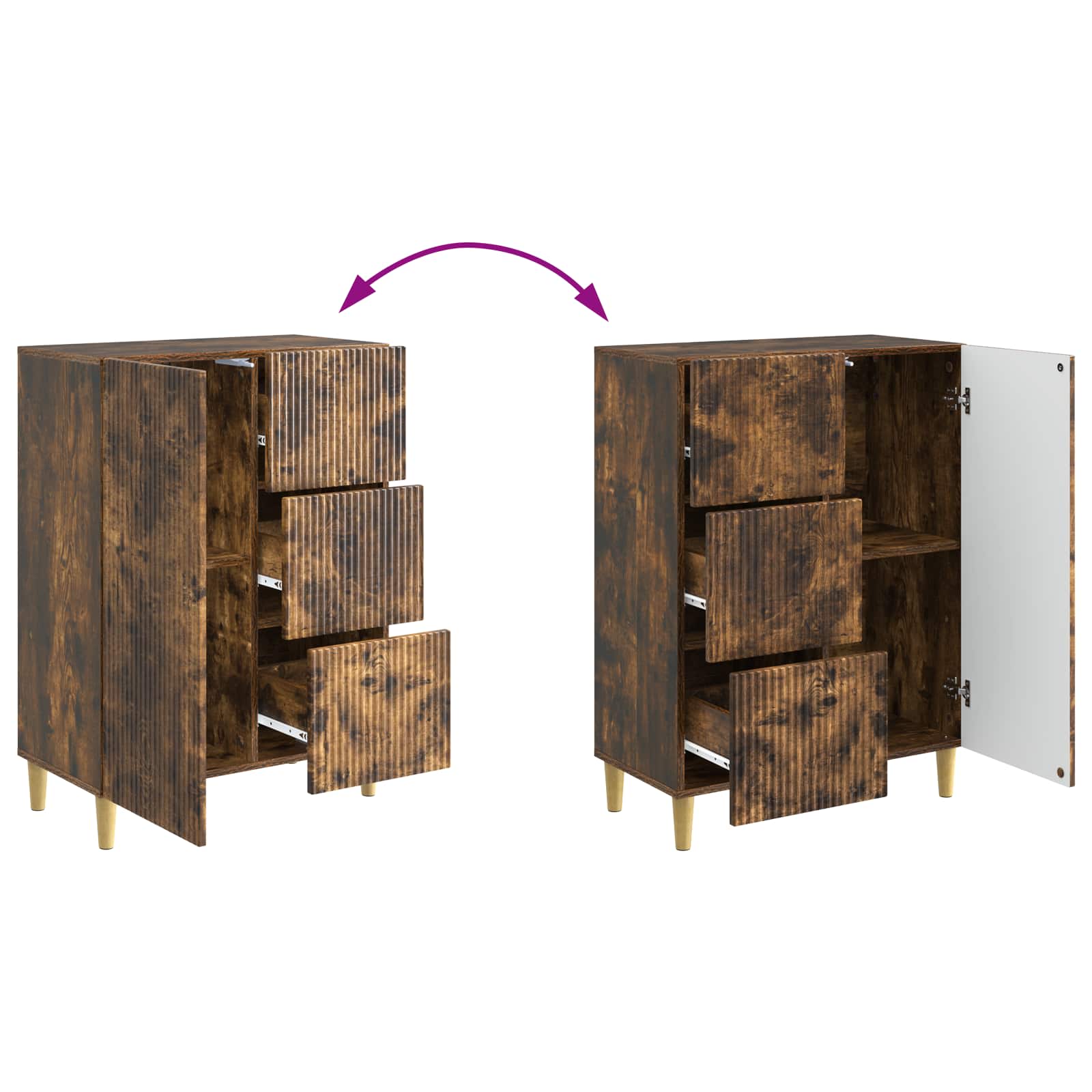 Sideboard Geräucherte Eiche 66 x 34,5 x 90 cm Holzwerkstoff