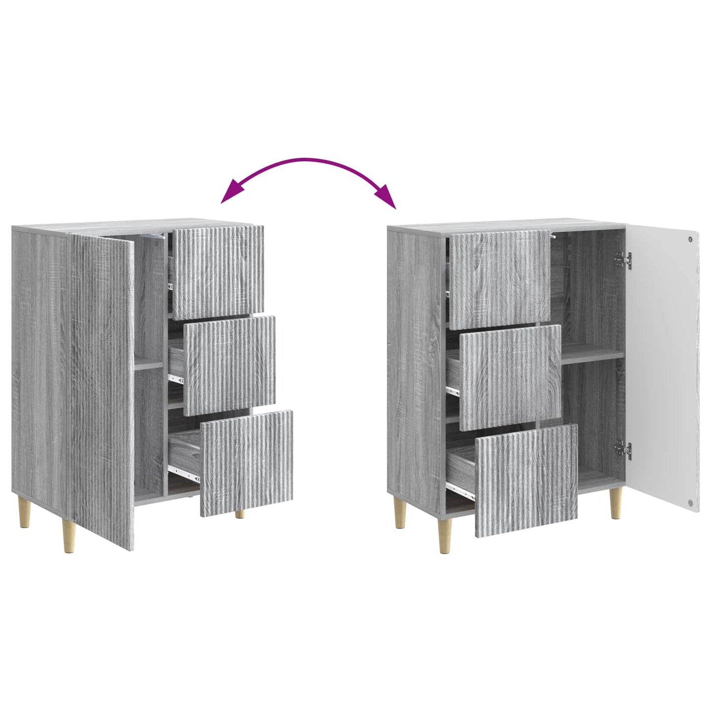 Sideboard Graues Sonoma 66 x 34,5 x 90 cm Holzwerkstoff