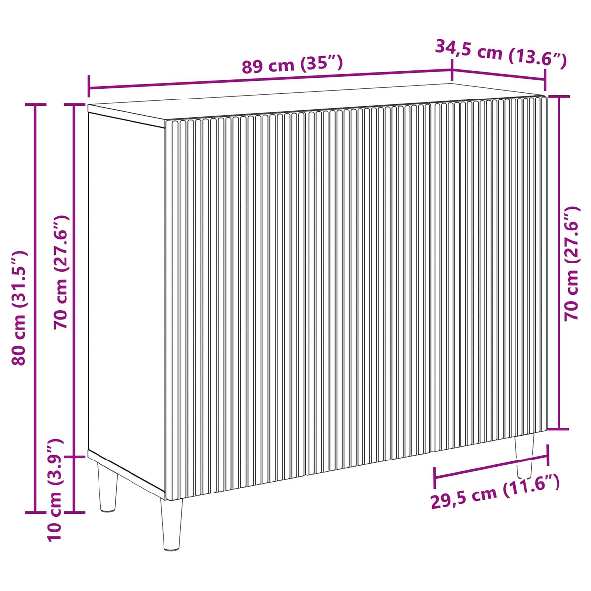 Sideboard Weiß 89 x 34,5 x 80 cm Holzwerkstoff