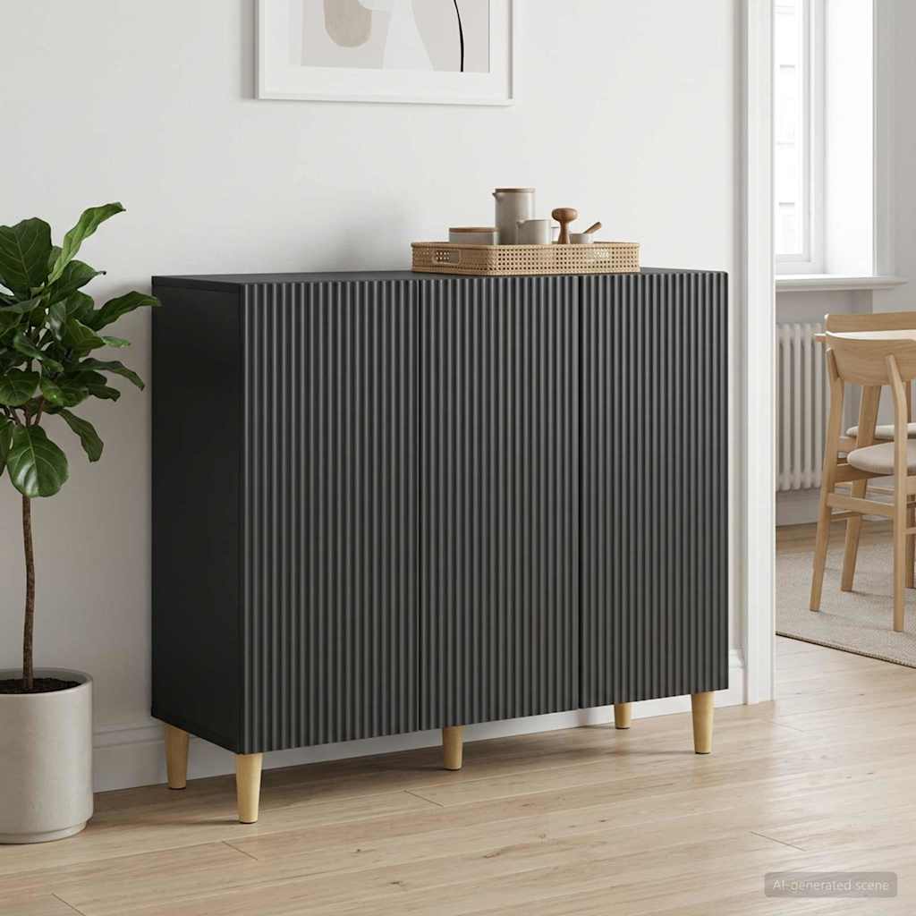 Sideboard Schwarz 89 x 34,5 x 80 cm Holzwerkstoff
