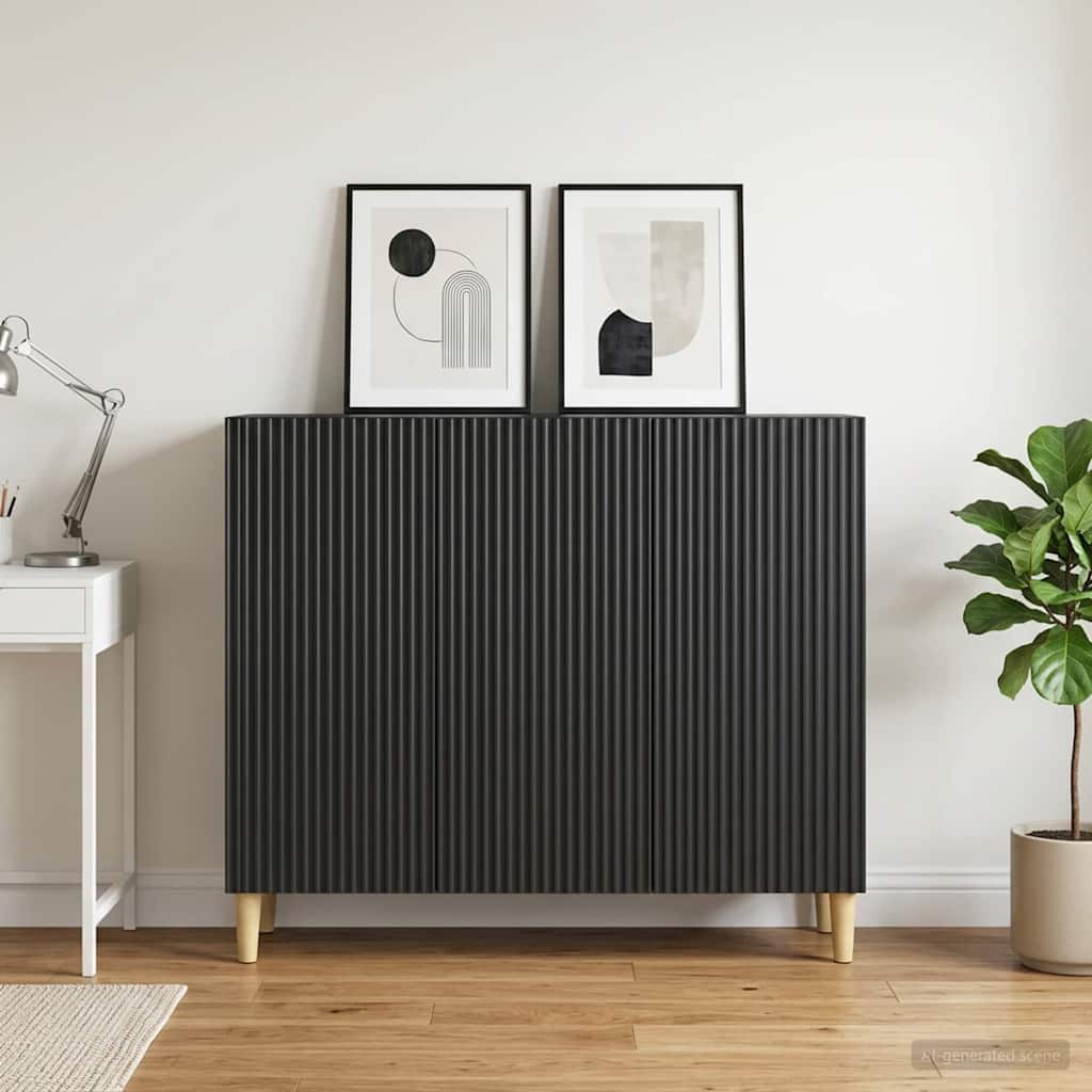 Sideboard Schwarz 89 x 34,5 x 80 cm Holzwerkstoff