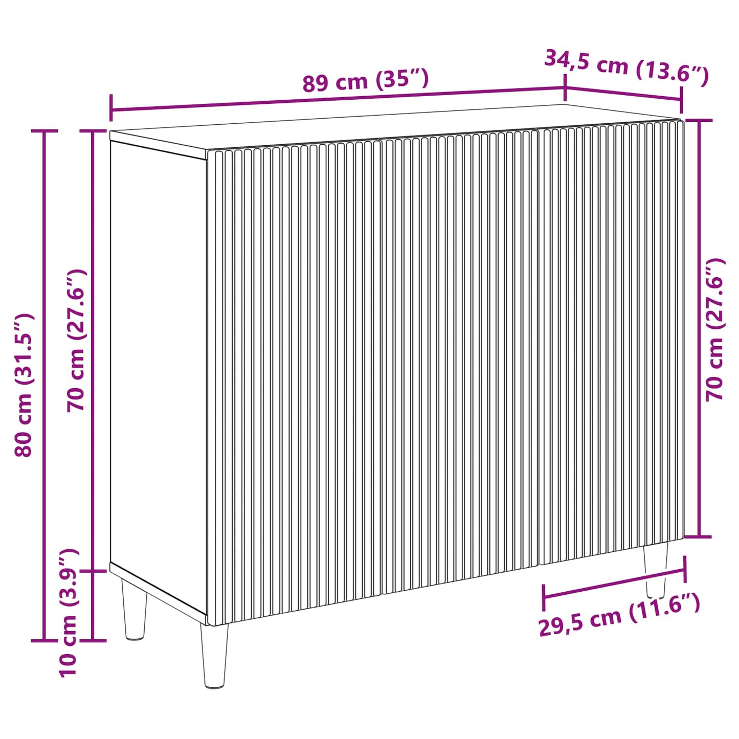 Sideboard Schwarz 89 x 34,5 x 80 cm Holzwerkstoff