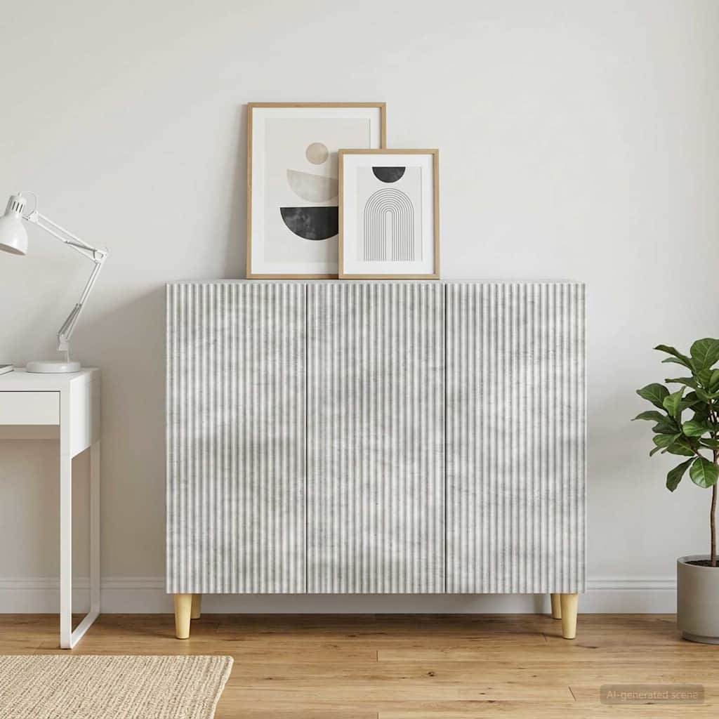 Sideboard Betongrau 89 x 34,5 x 80 cm Holzwerkstoff