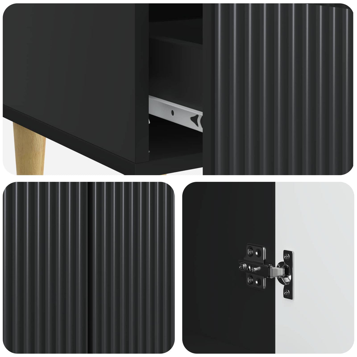 Sideboard Schwarz 66 x 34,5 x 95 cm Holzwerkstoff