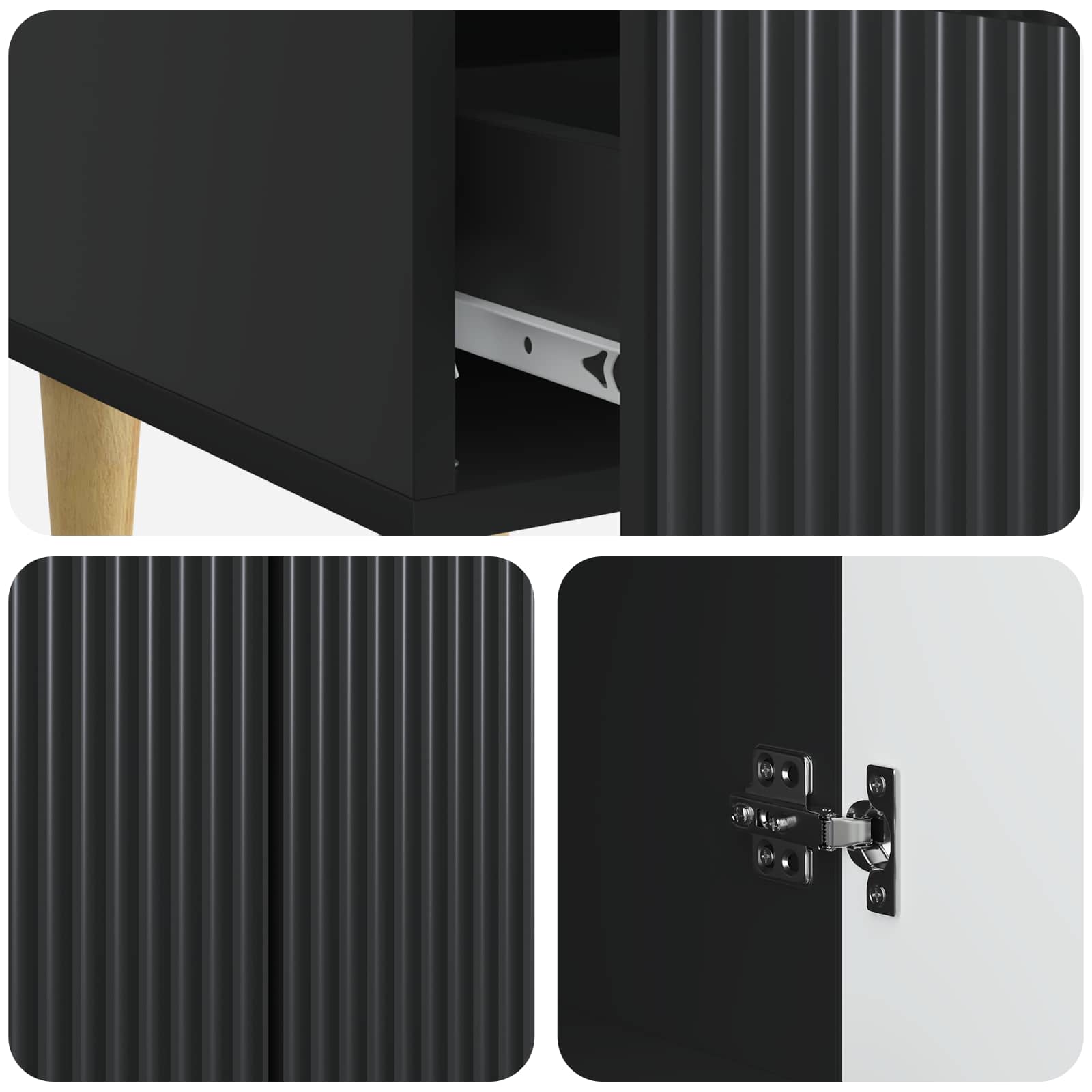 Sideboard Schwarz 66 x 34,5 x 95 cm Holzwerkstoff
