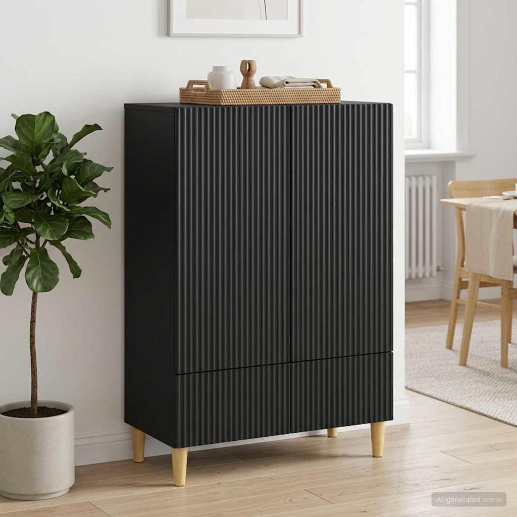 Sideboard Schwarz 66 x 34,5 x 95 cm Holzwerkstoff
