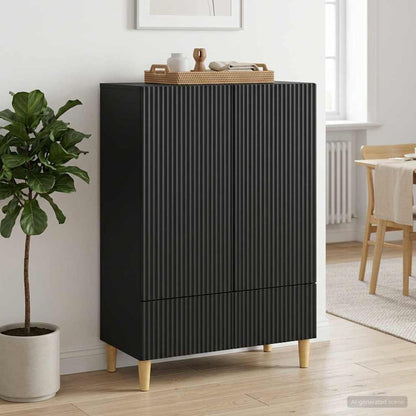 Sideboard Schwarz 66 x 34,5 x 95 cm Holzwerkstoff