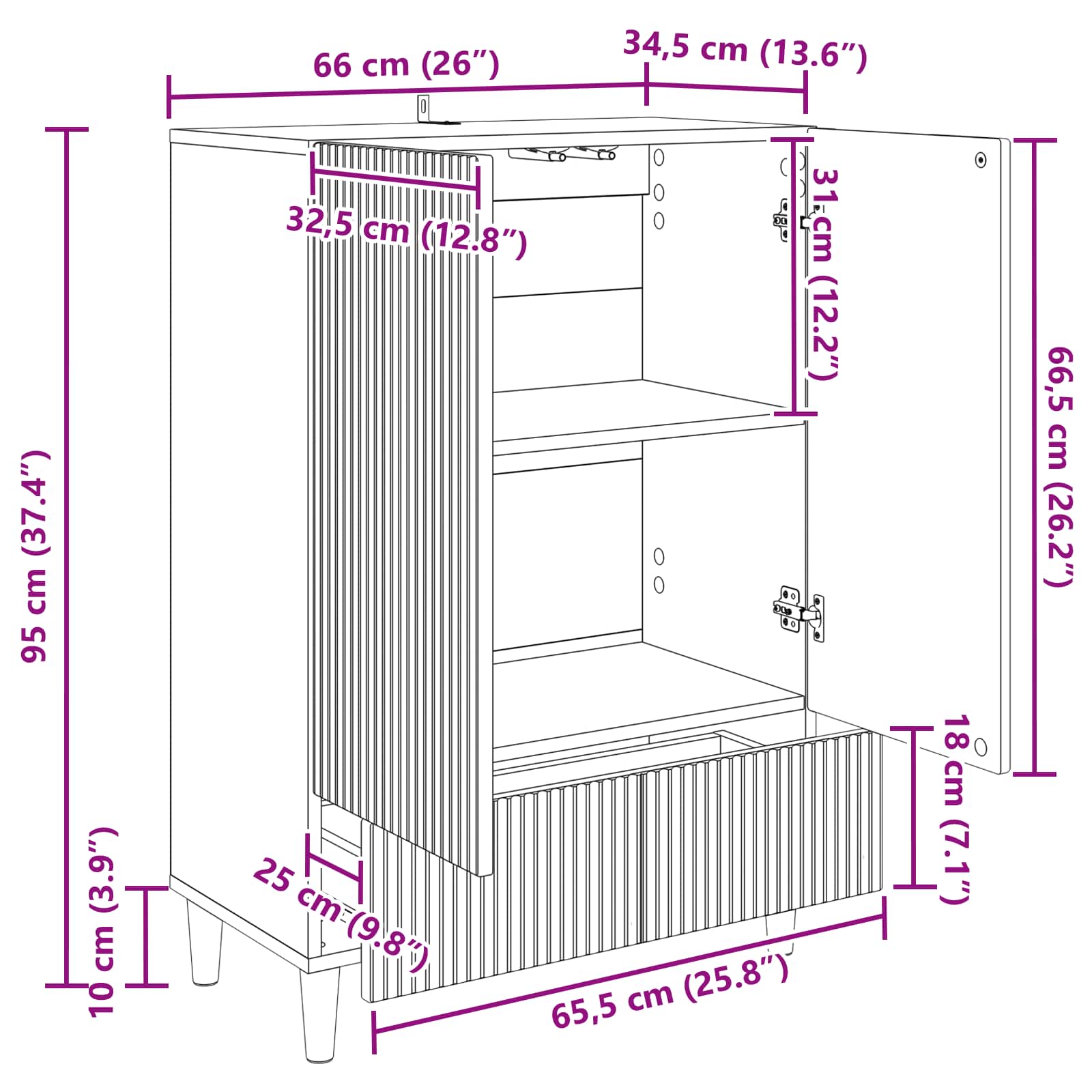 Sideboard Sonoma-Eiche 66 x 34,5 x 95 cm Holzwerkstoff