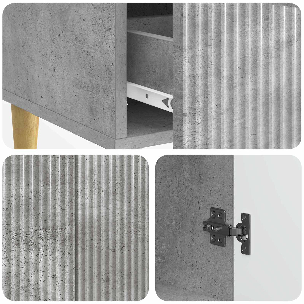 Sideboard Betongrau 66 x 34,5 x 95 cm Holzwerkstoff