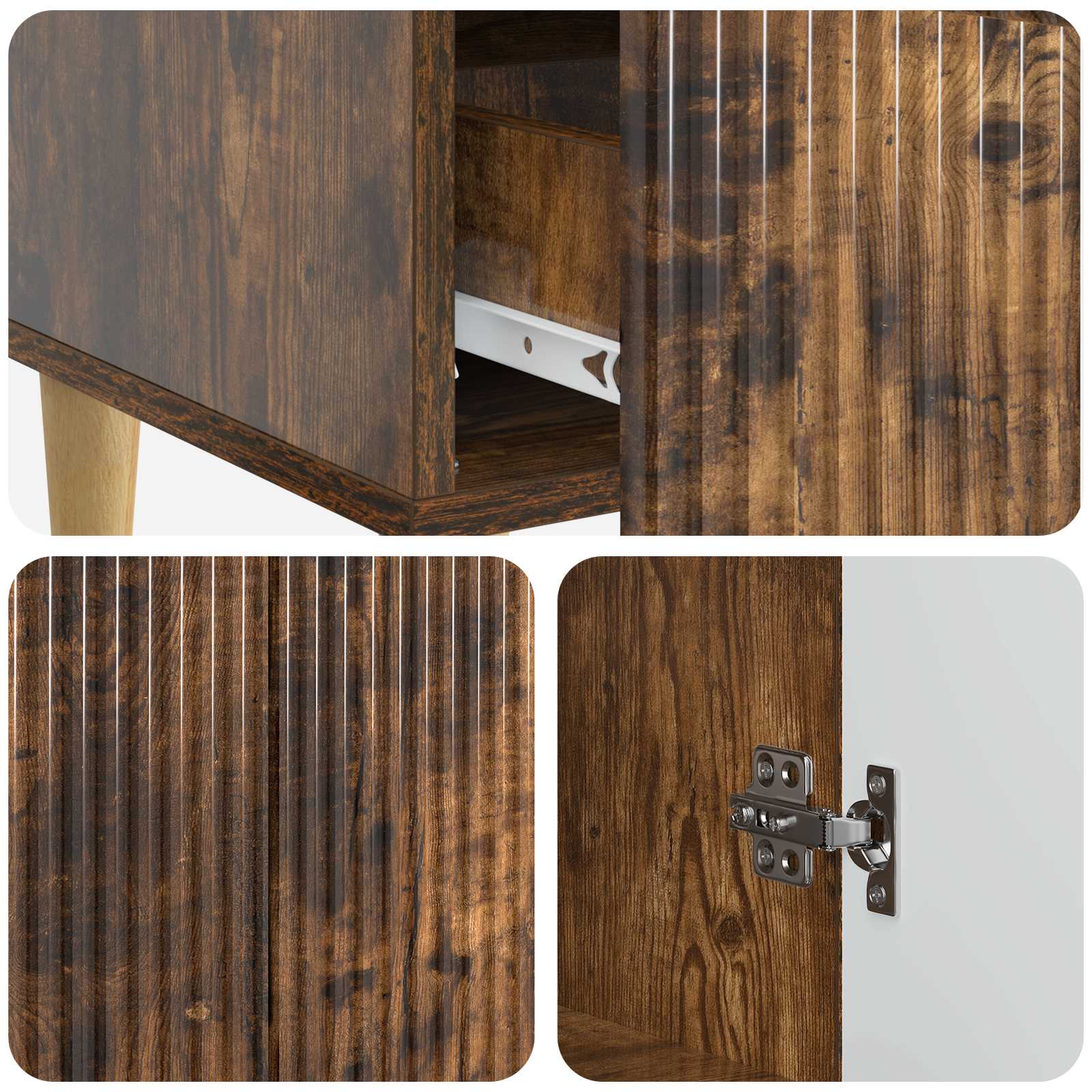 Sideboard Geräucherte Eiche 66 x 34,5 x 95 cm Holzwerkstoff