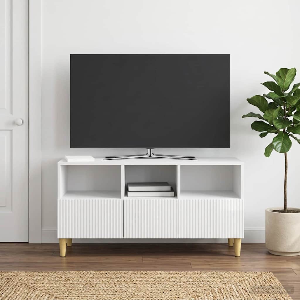 TV-Schränk 102 x 34,5 x 50 cm Hochglanz Weiß Holzwerkstoff