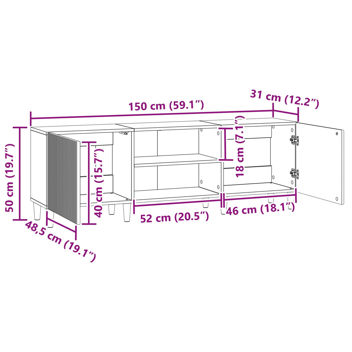 TV-Schränk Sonoma-Eiche 150 x 31 x 50 cm Holzwerkstoff