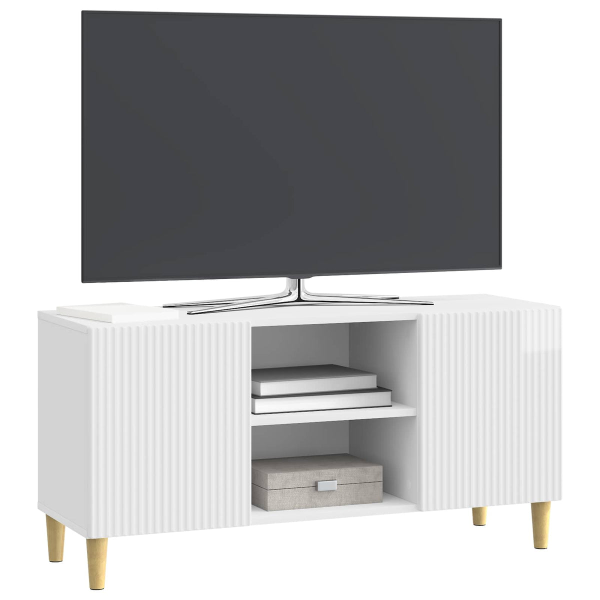 TV-Schränk 102 x 34,5 x 50 cm Hochglanz Weiß Holzwerkstoff
