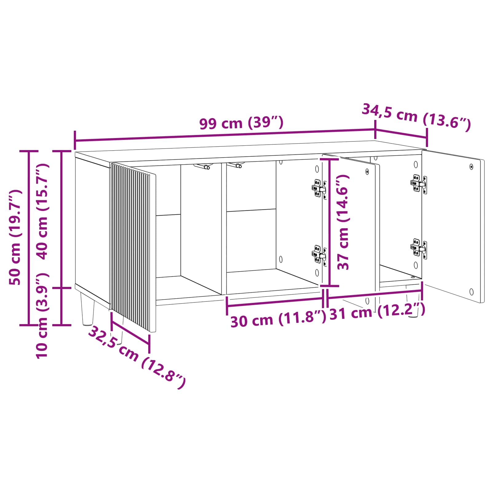 TV-Schränk 99 x 34,5 x 50 cm Altholz Holzwerkstoff