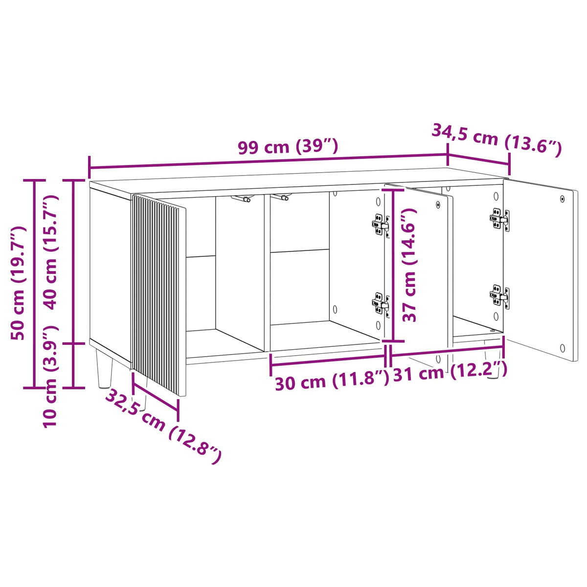 TV-Schränk 99 x 34,5 x 50 cm Artisan-Eiche Holzwerkstoff