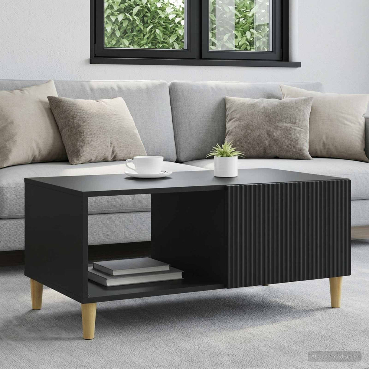 Couchtisch Schwarz 90 x 50 x 40 cm Holzwerkstoff