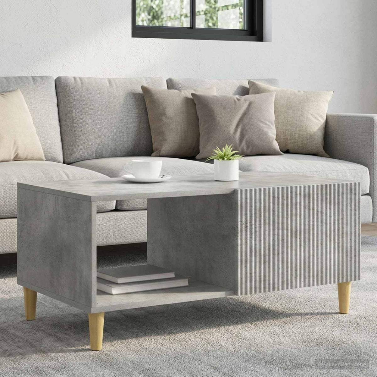 Couchtisch Betongrau 90 x 50 x 40 cm Holzwerkstoff