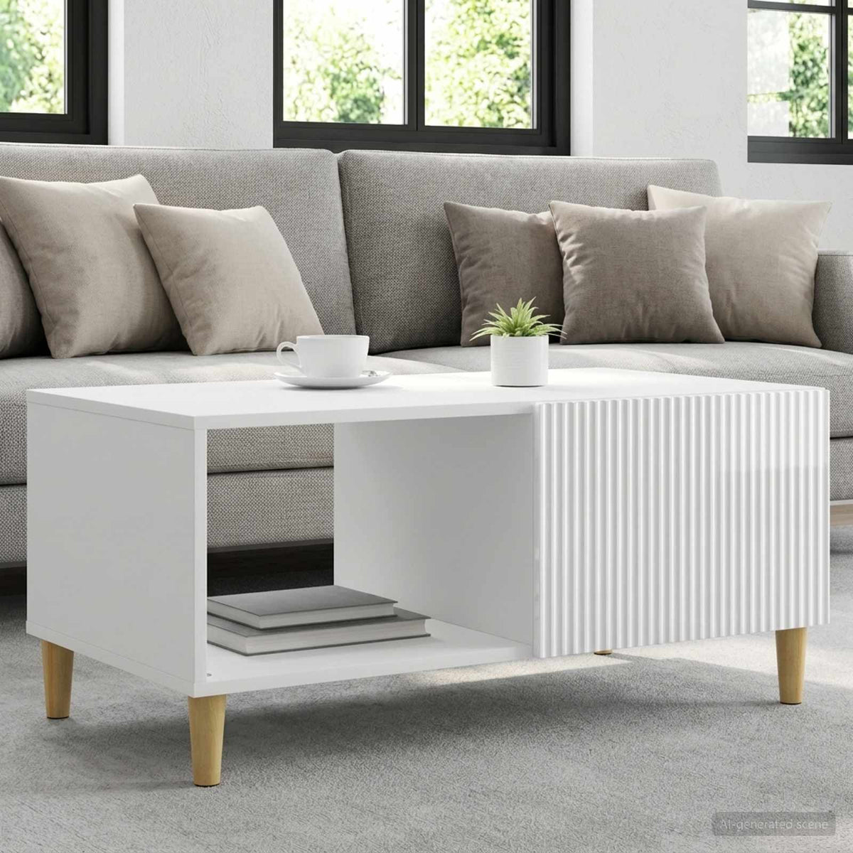 Couchtisch Hochglanz Weiß 90 x 50 x 40 cm Holzwerkstoff