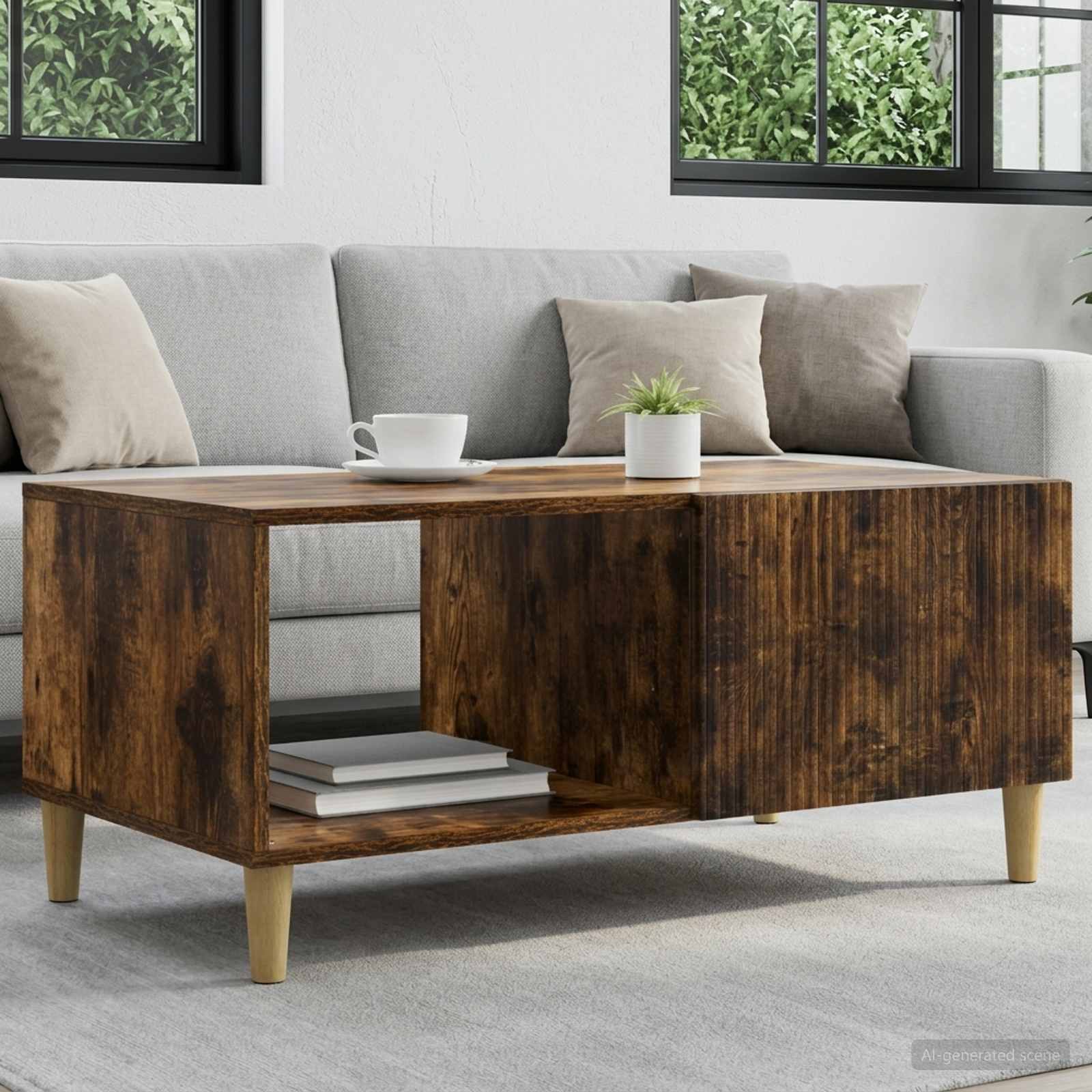 Couchtisch Räuchereiche 90 x 50 x 40 cm Holzwerkstoff
