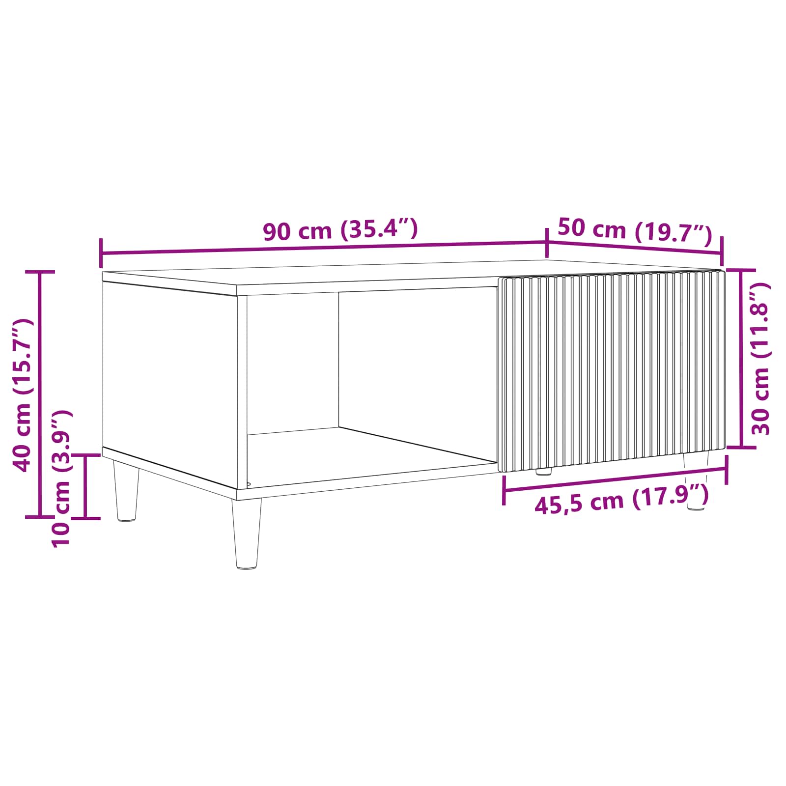 Couchtisch Artisan-Eiche 90 x 50 x 40 cm Holzwerkstoff