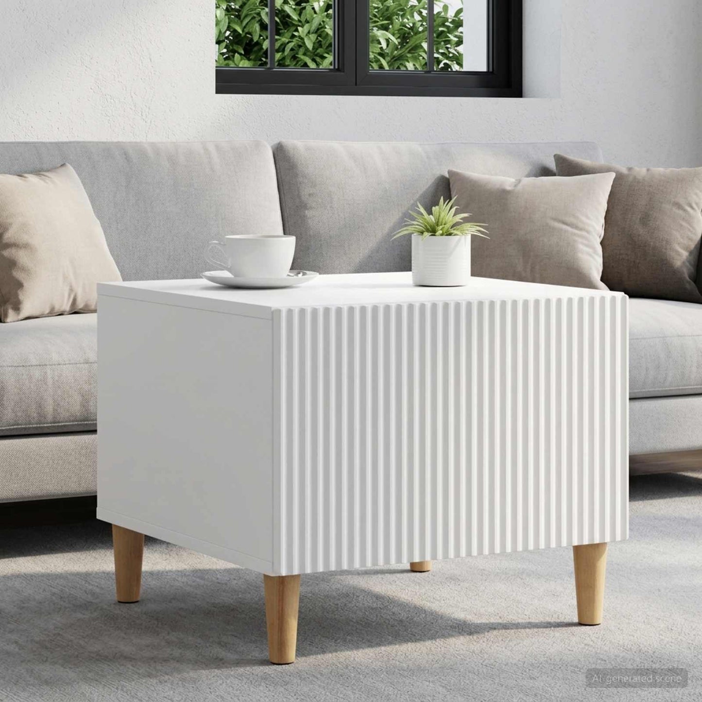 Couchtisch mit Schubladen Weiß 49 x 50 x 40 cm Holzwerkstoff
