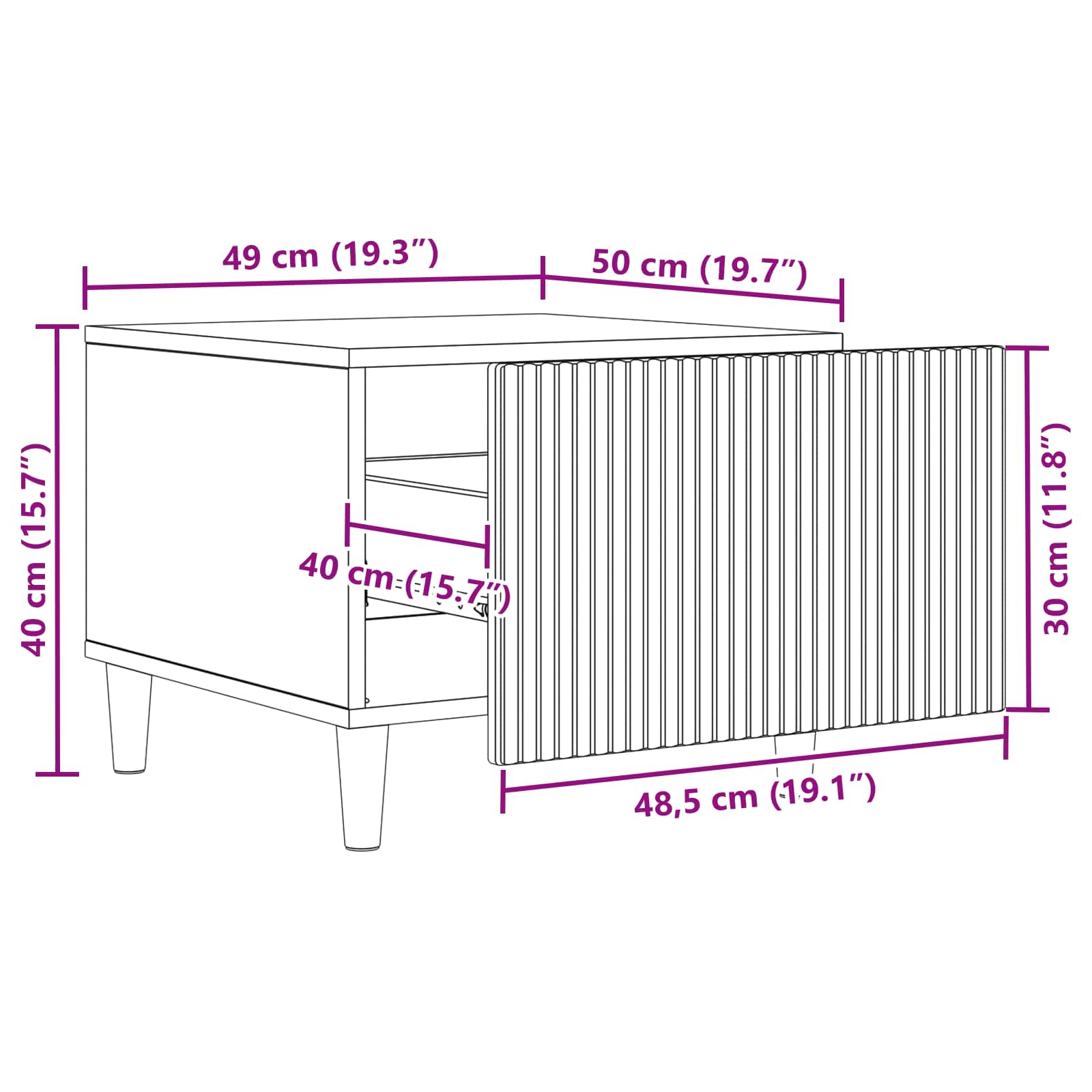 Couchtisch mit Schubladen Schwarz 49 x 50 x 40 cm Holzwerkstoff