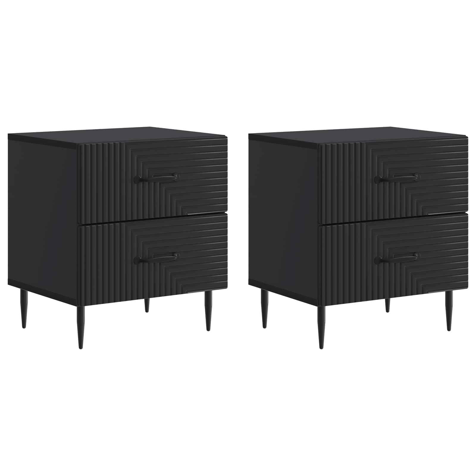Nachttisch 2 Stk. Schwarz 43 x 34,5 x 47,5 cm Holzwerkstoff