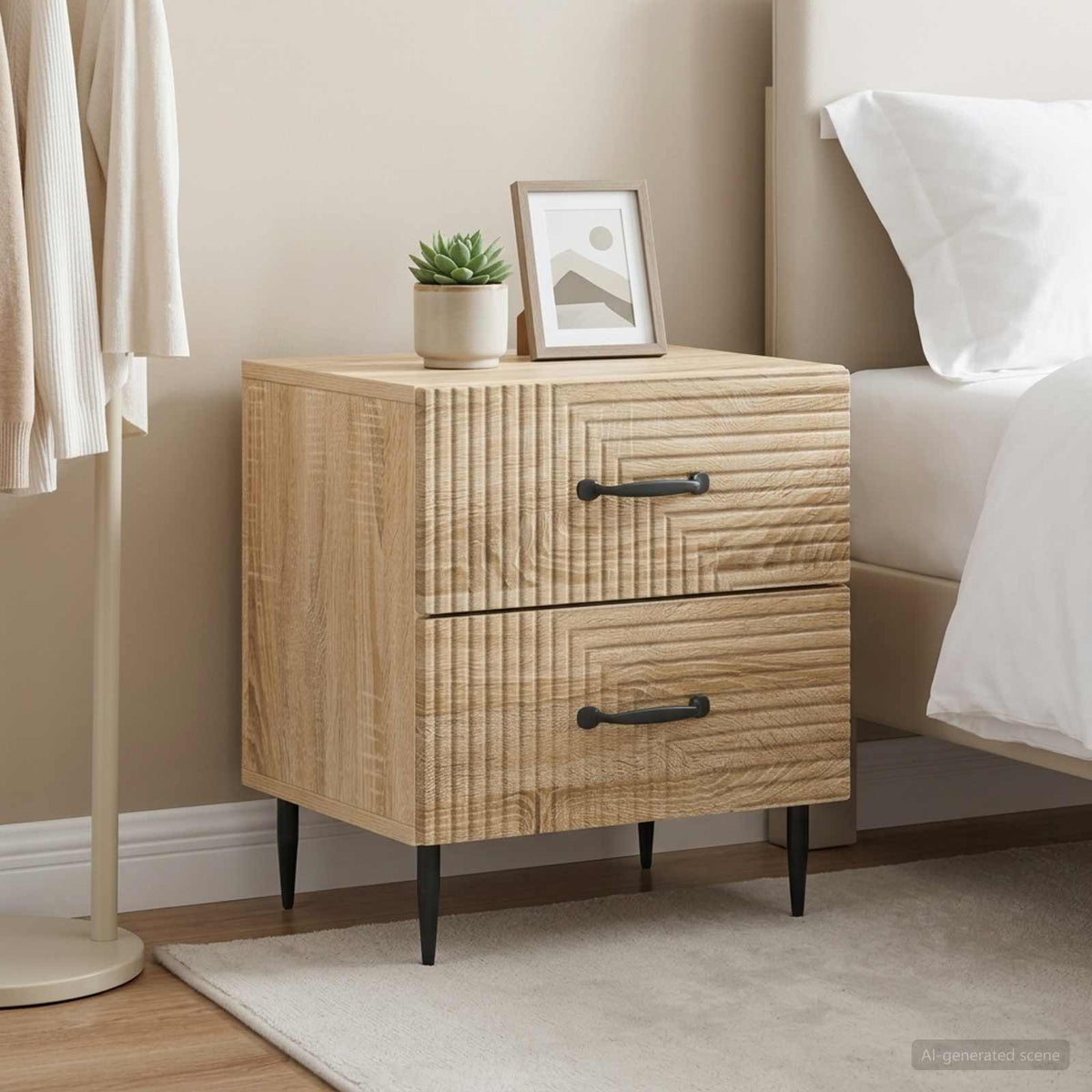 Nachttisch 2 Stk. Sonoma-Eiche 43 x 34,5 x 47,5 cm