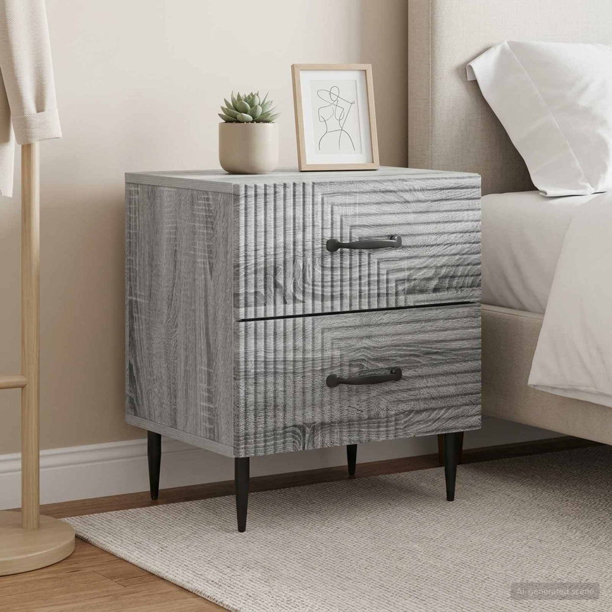 Nachttisch 2 Stk. Sonoma-Grau 43 x 34,5 x 47,5 cm Holzwerkstoff