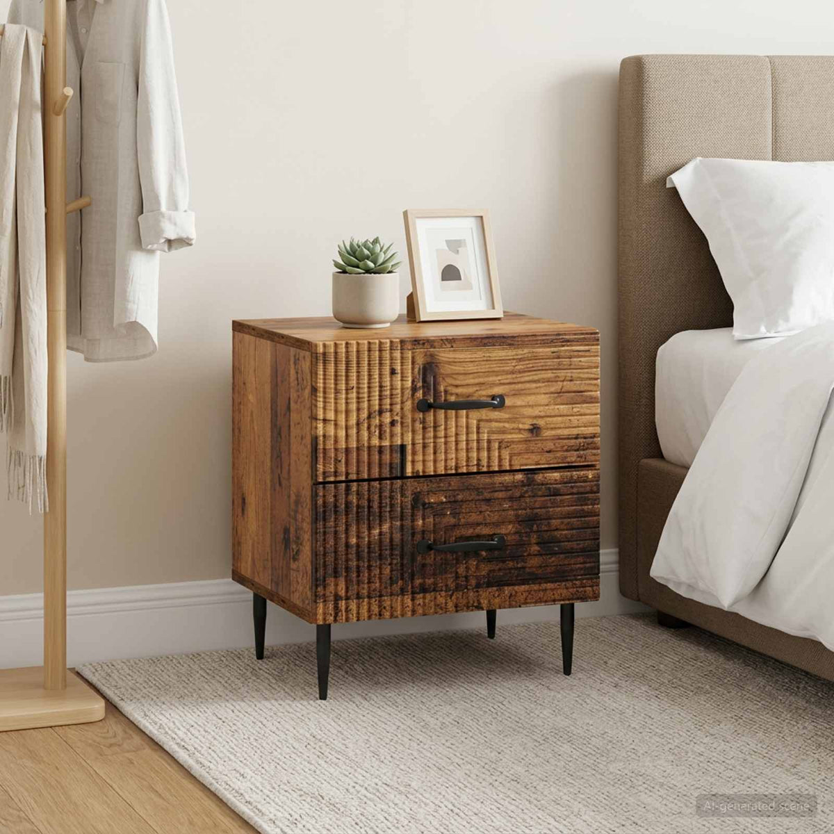 Nachttisch 2 Stk. Altholz 43 x 34,5 x 47,5 cm Holzwerkstoff