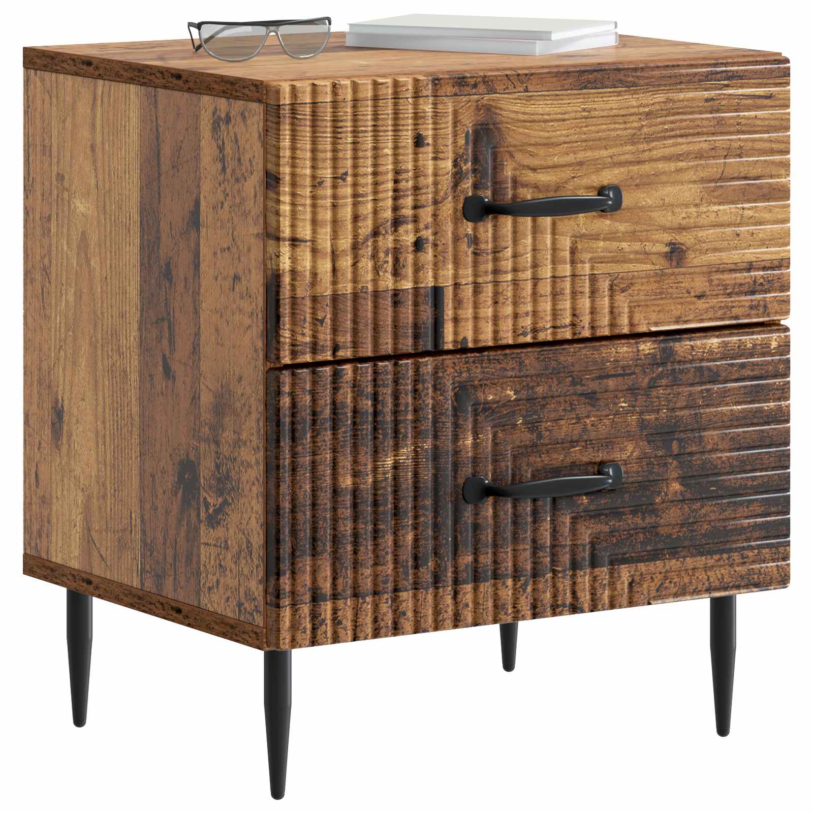 Nachttisch 2 Stk. Altholz 43 x 34,5 x 47,5 cm Holzwerkstoff