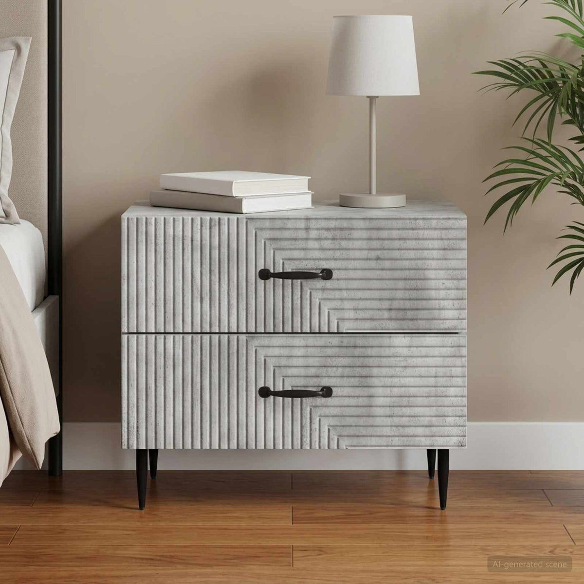 Nachttisch Betongrau 62 x 34,5 x 47,5 cm Holzwerkstoff