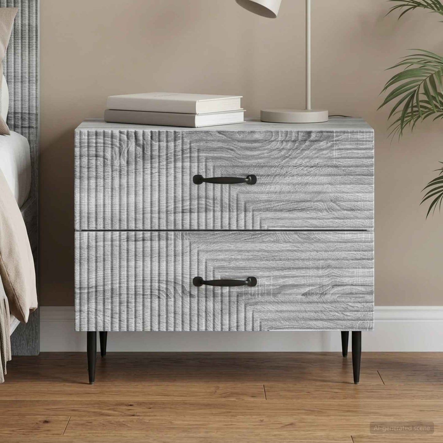 Nachttisch Graues Sonoma 62 x 34,5 x 47,5 cm Holzwerkstoff