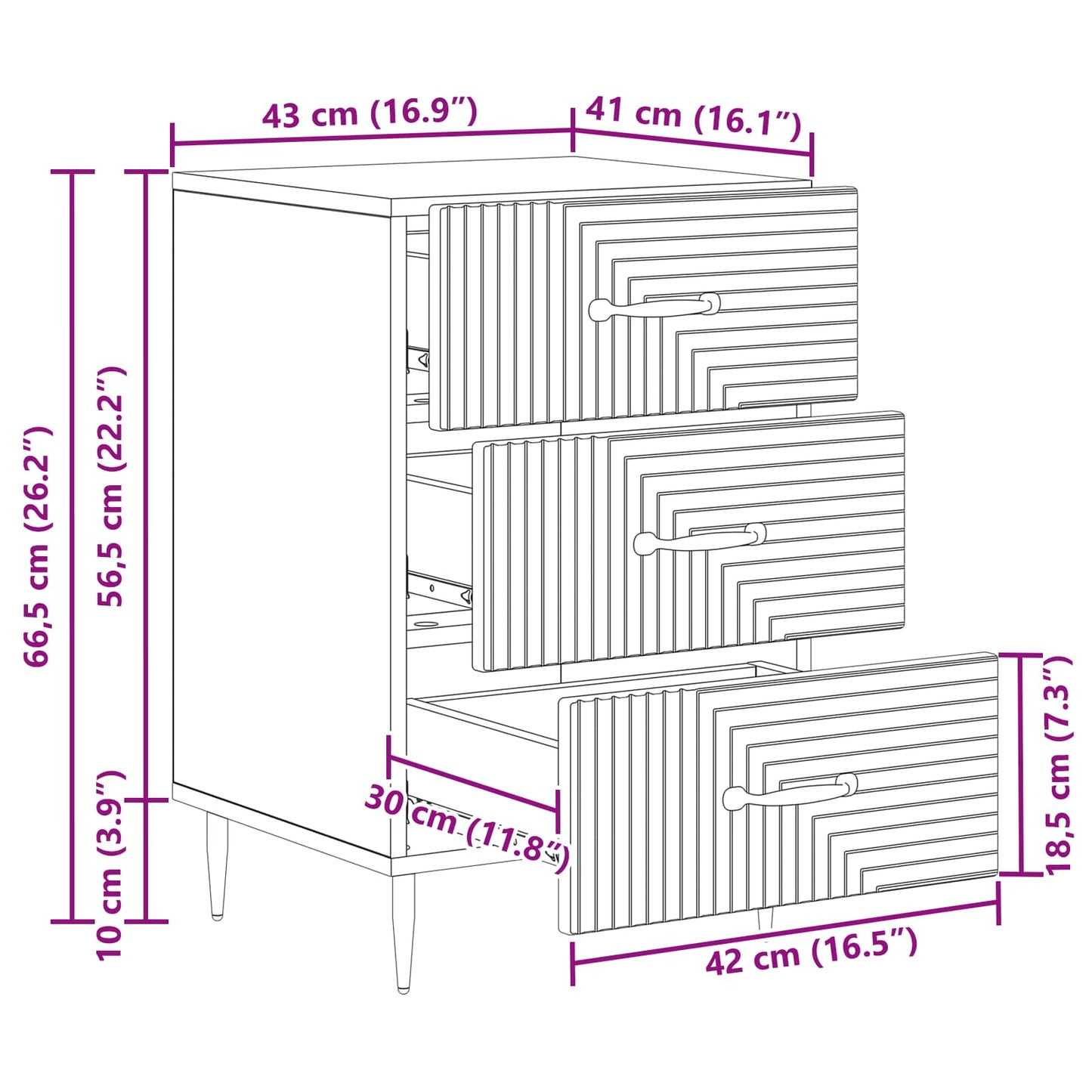 Nachttisch Altholz 43 x 41 x 66,5 cm Holzwerkstoff