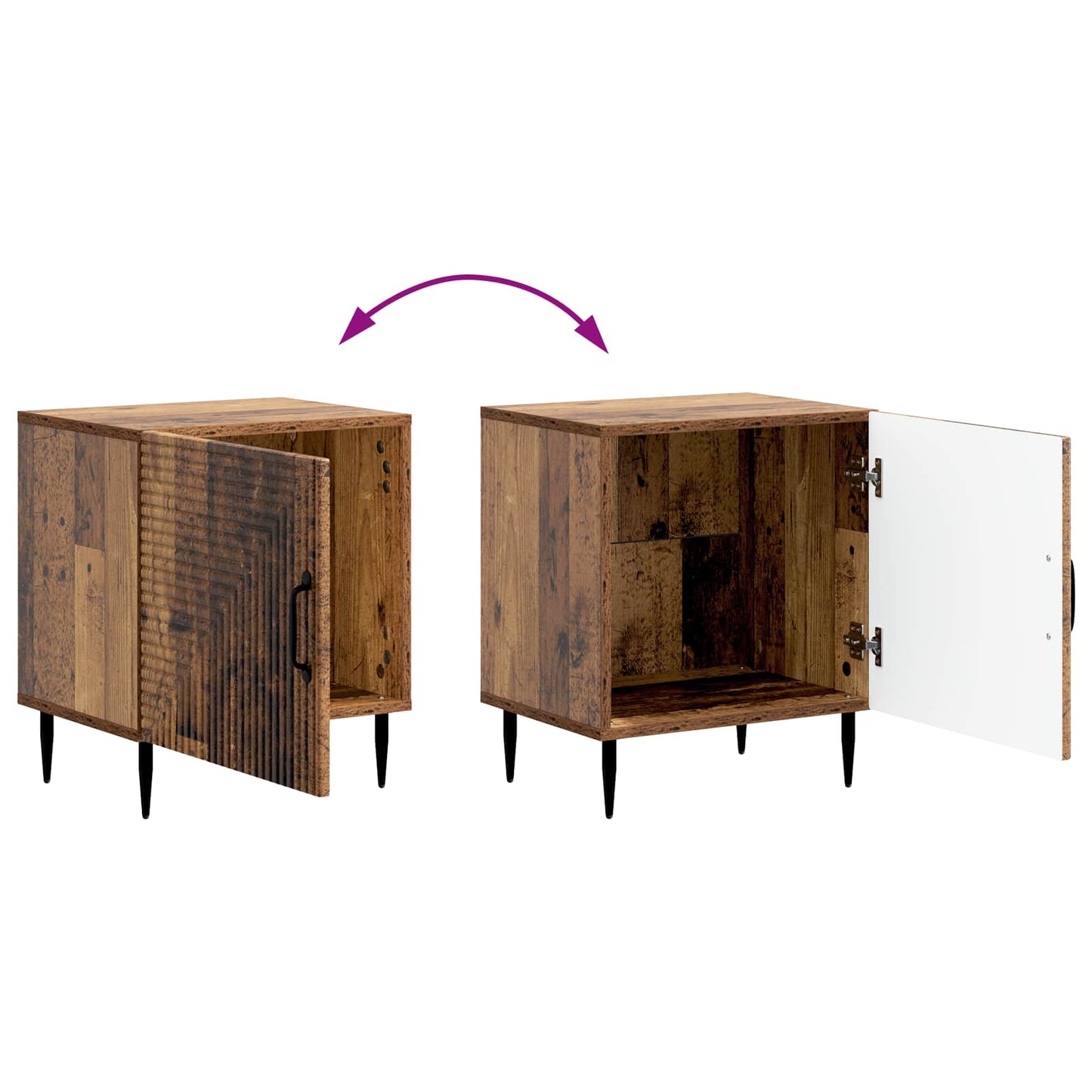 Nachttisch 2 stk. Altholz 43 x 34,5 x 50 cm Holzwerkstoff
