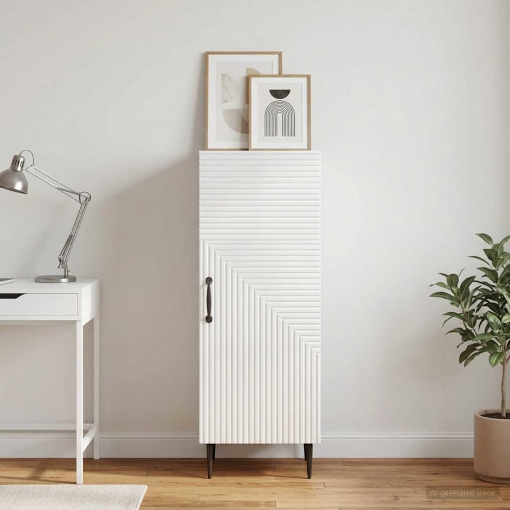 Sideboard Hochglanz Weiß 33 x 34,5 x 89,5 cm Holzwerkstoff