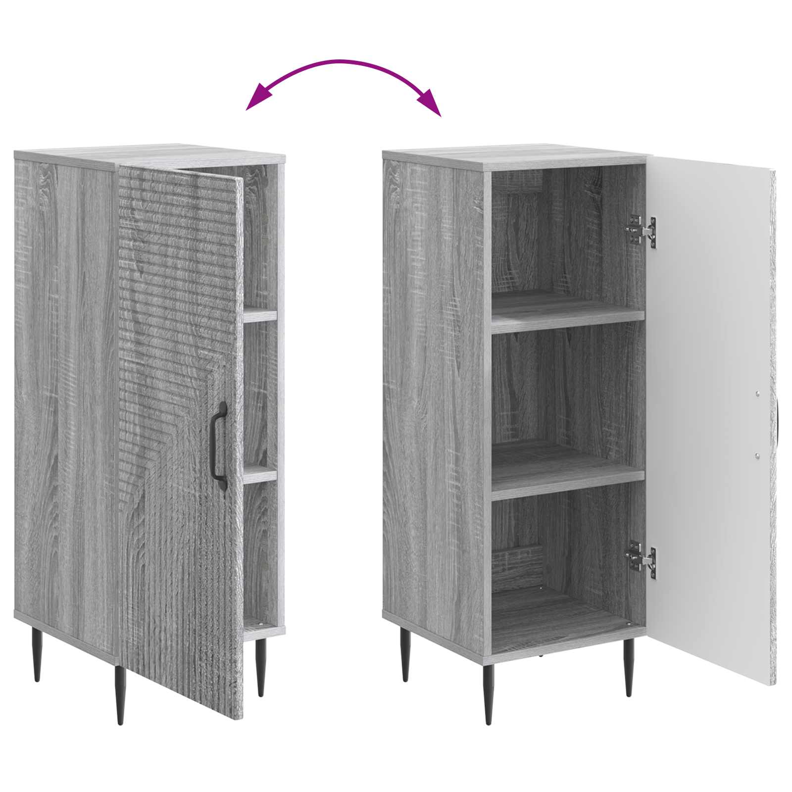 Sideboard Sonoma-Grau 33 x 34,5 x 89,5 cm Holzwerkstoff