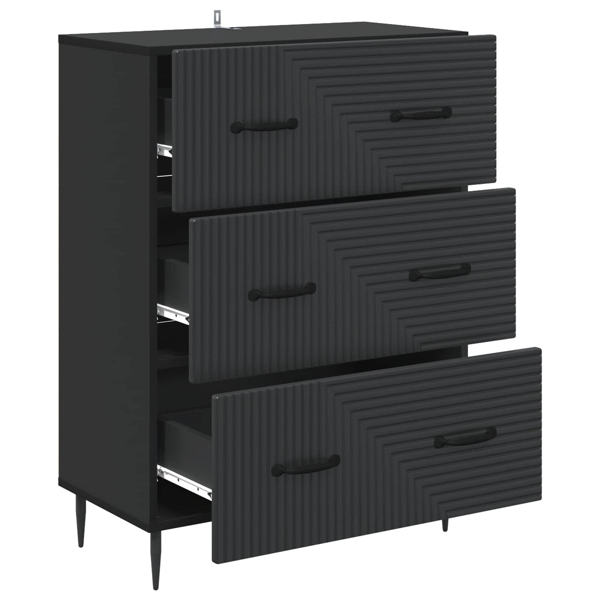 Schubladenschrank Schwarz 66 x 34,5 x 89,5 cm Holzwerkstoff